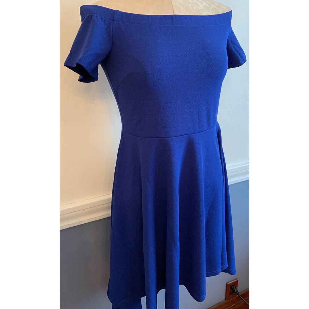 Medium Royal Blue Off Shoulder Women's Dress Fitted Bodice Side‎ Zip New NWOT